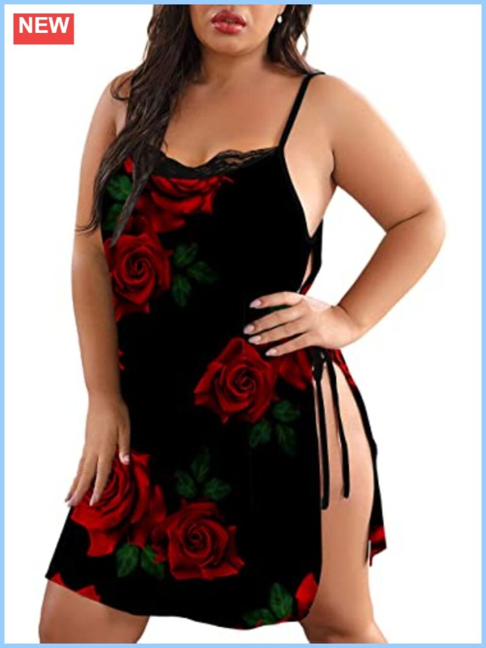 Plus Size Lace Babydoll Chemise Side Slit Lingerie Sleepwear